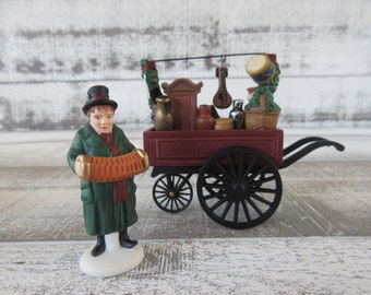 Charming Department 56 Heritage Village Chelsea Market Curiosities Monger & Cart - Delightful Miniature Decor