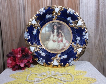 Elegant porseleinen portretbord - handgemaakte Royal Vienna-stijl