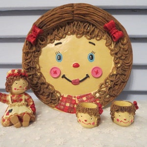 Raggedy Ann Keramisk Teservis: Retro Kopp, Fat, Figur