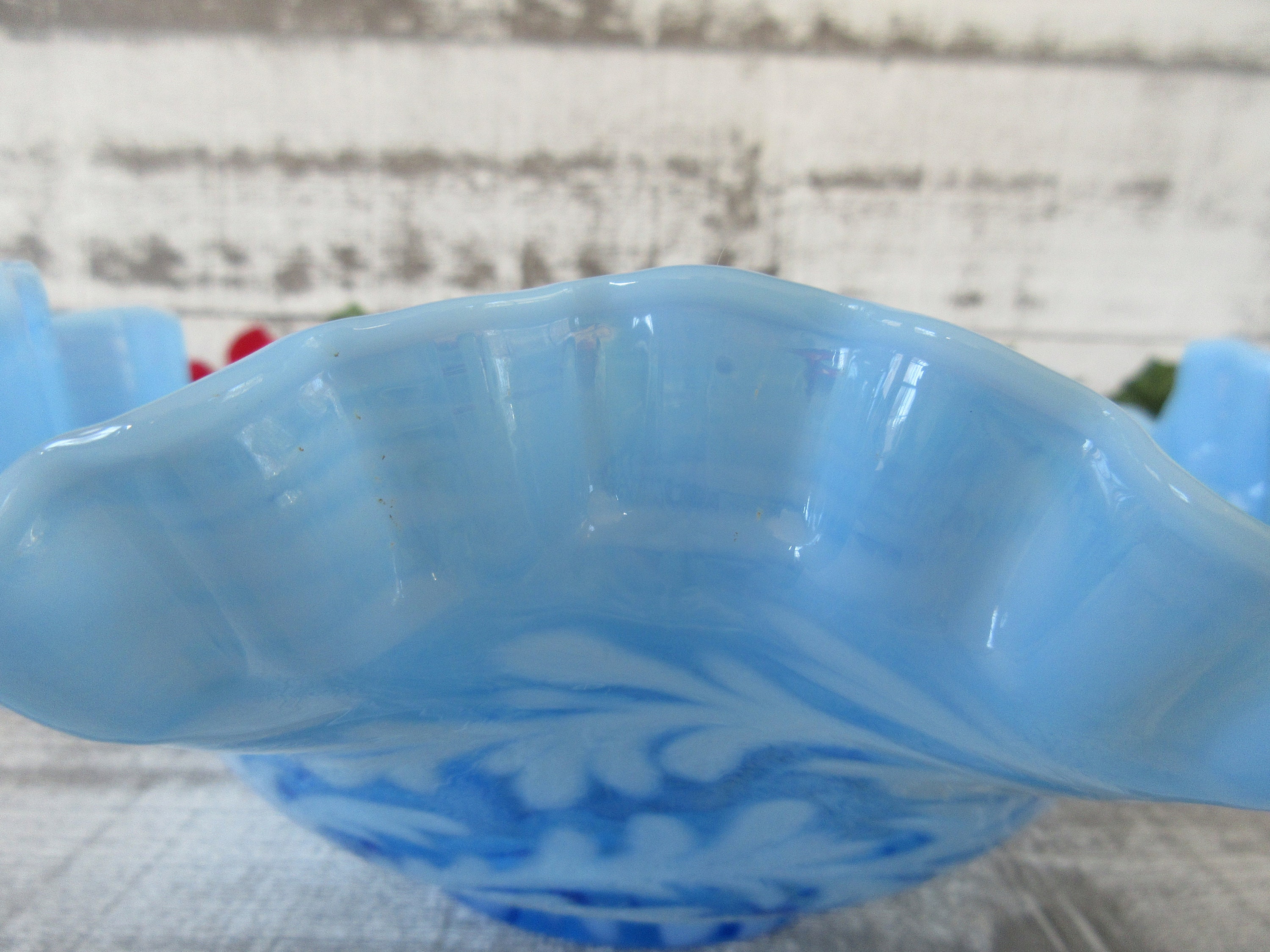 Fenton Blue Opalescent Daisy and Fern Bowl - Etsy