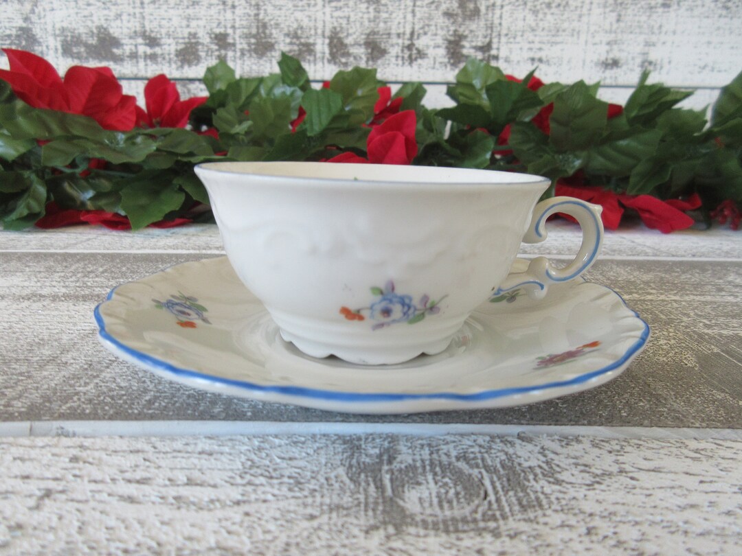 Schumann Bavaria Floral Teacup and Saucer - Vintage German Porcelain ...