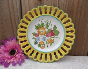 Reticulated Floral Handpainted Plate