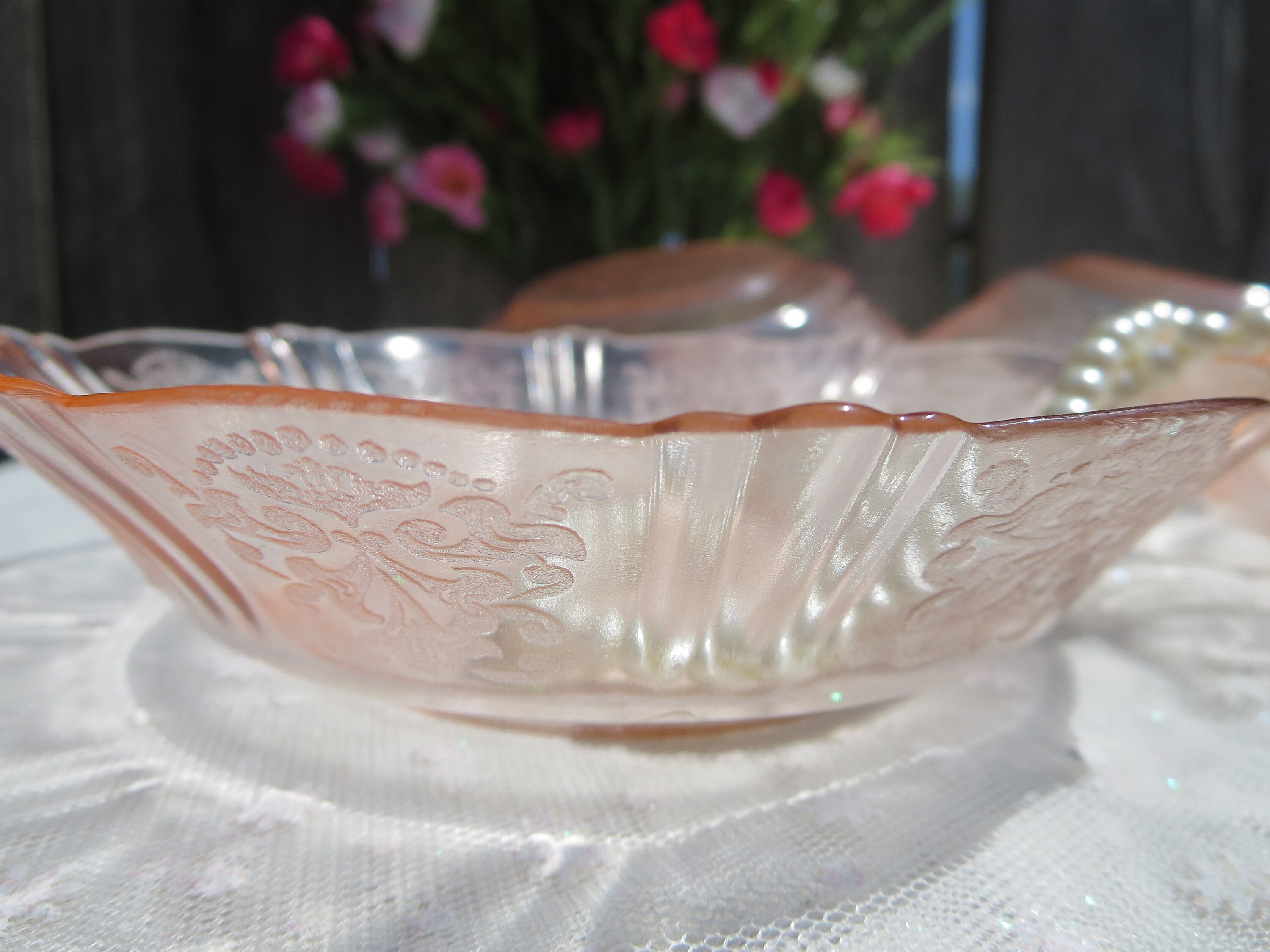 Pink Depression Glass Cereal Bowls American Sweetheart Etsy