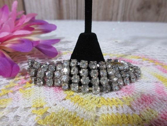 Vintage Rhinestone Bracelet and Earrings - image 2