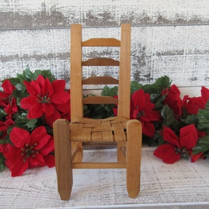 Rustic Handmade Wooden Ladder Back Doll Chair - Farmhouse-inspired Miniature Furniture