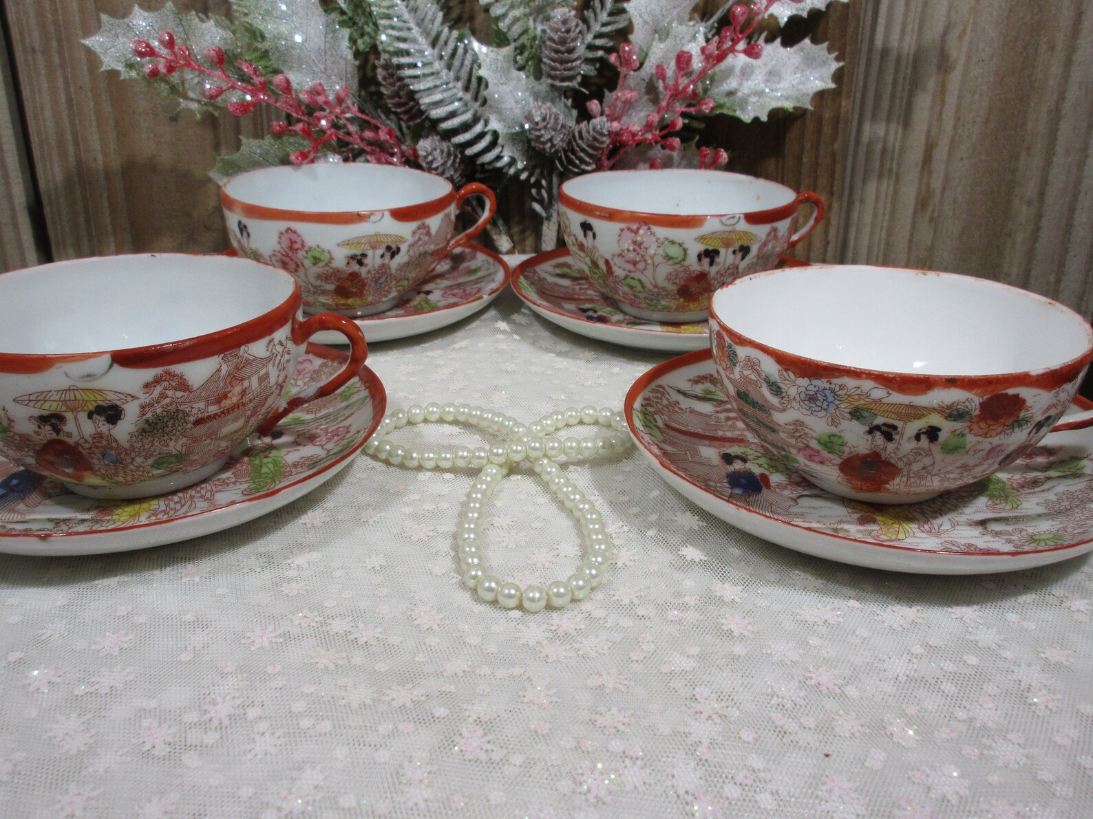 Vintage Asian Tea Cup and Saucer Set Etsy