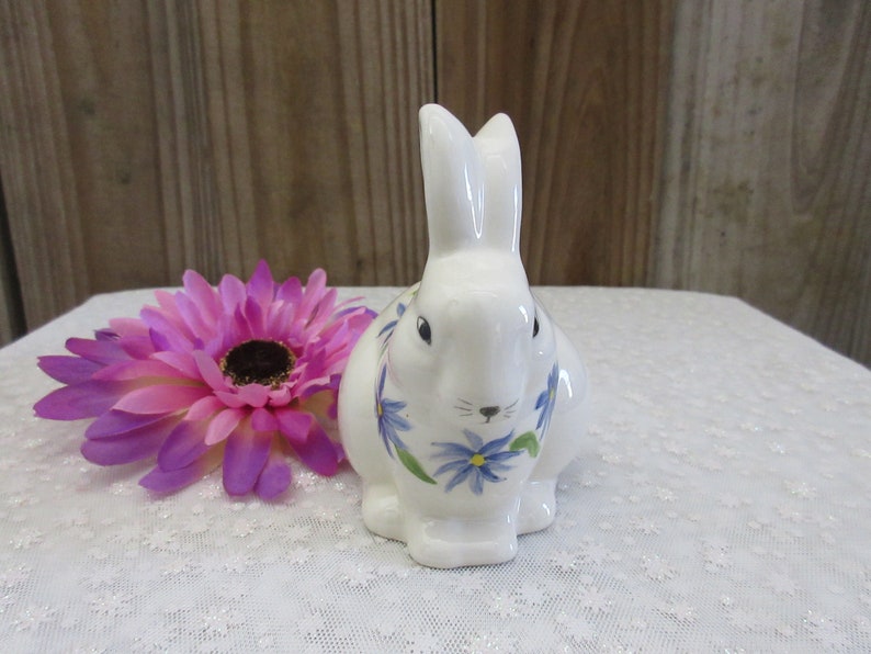 Easter Bunny Figurine with Flowers