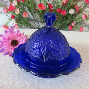 LG Wright Cobalt Blue Butter/Cheese Dish with Dome