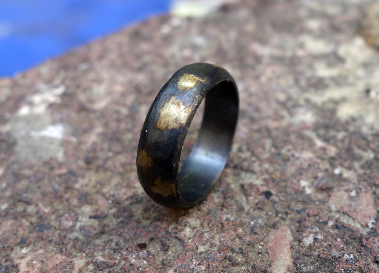 Wedding Ring Oxidized Silver Mixed Metals Men's Wedding Etsy