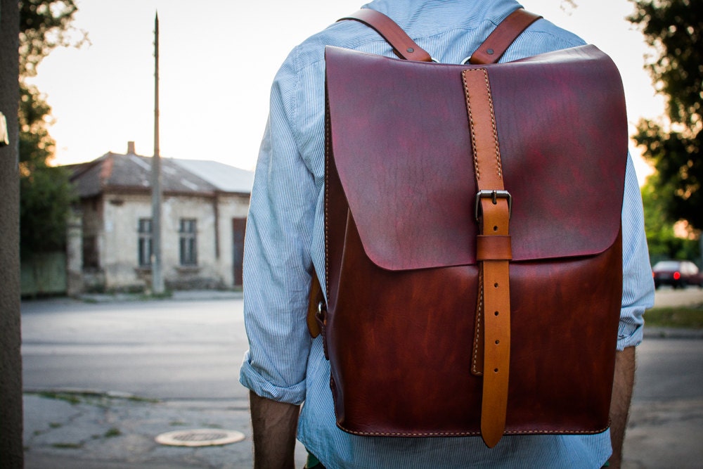 Custom Leather Backpack Travel Rucksack Laptop Backpack Etsy