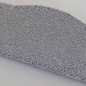 Classic barralette clutch in embroidered silver grey raw silk.