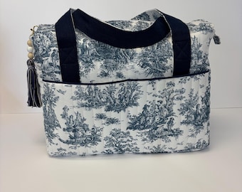 Bolso cambiador acolchado hecho a mano / Bolso de tela, bolso de viaje con múltiples bolsillos