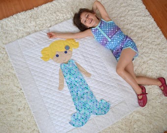 PDF Mermaid Pattern, Digital Mermaid Pattern, Paper Doll Blanket Clothing Pattern, Unique Children's Gift, Children's Sewing Pattern