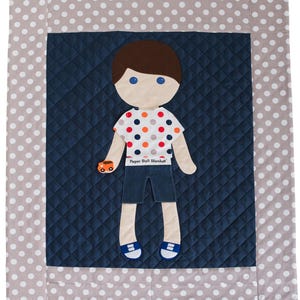 Paper Doll Blanket Boy Pattern, Shipped Hard Copy Paper Pattern, The Original Paper Doll Blanket Pattern, Doll Quilt, Dress Up Doll Quilt