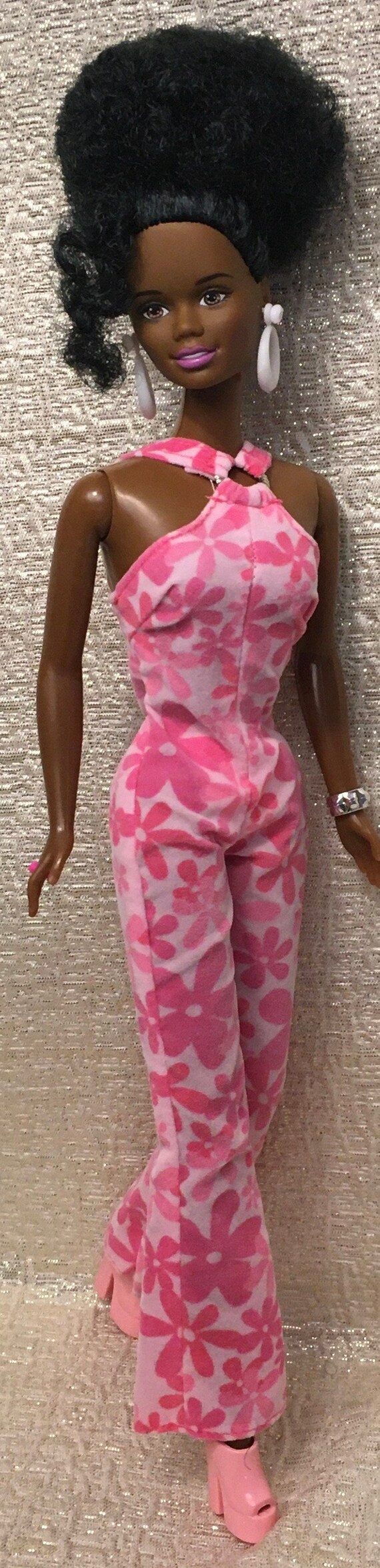 Slagskib træk vejret I særdeleshed Vintage Black Barbie Afro Natural Hair Pink Jumpsuit With - Etsy UK