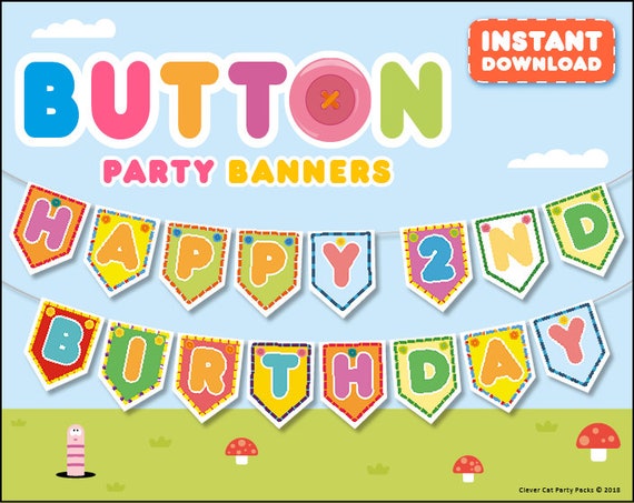 Personalized Custom Button Happy Birthday Party Banner Hey Etsy