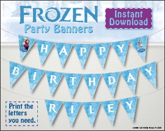 ¡Banderín personalizado para fiesta de cumpleaños de FROZEN! Imprime cualquier nombre y edad. Banderines/banderines/banderines de Elsa, Anna y Olaf de Frozen a la mejor relación calidad-precio