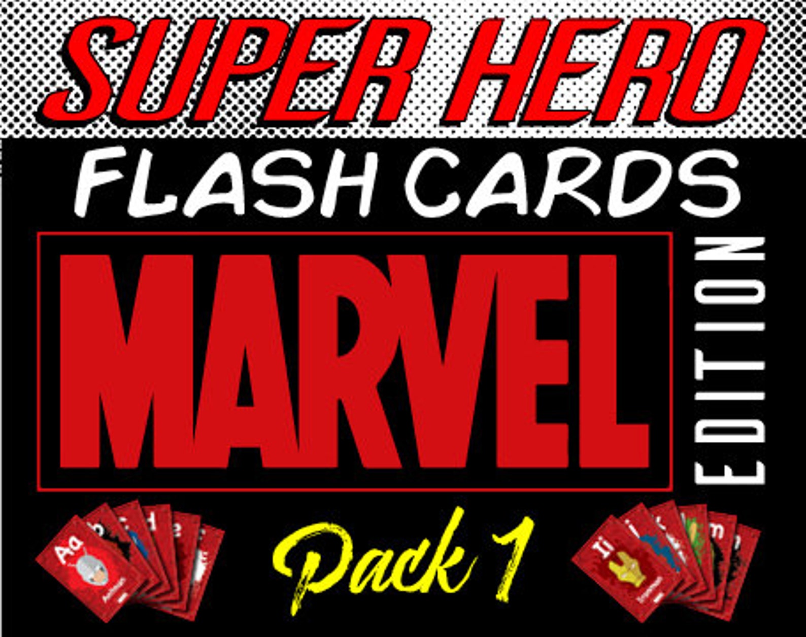 Superhero Flash Cards - Marvel Edition - Pack 1 - Etsy