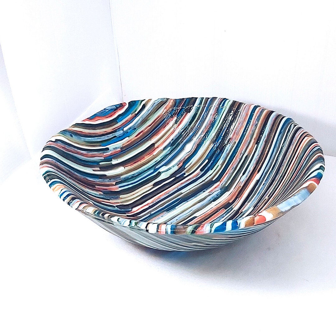 Colored Decorative Glass Bowl Diameter 32 Etsy UK