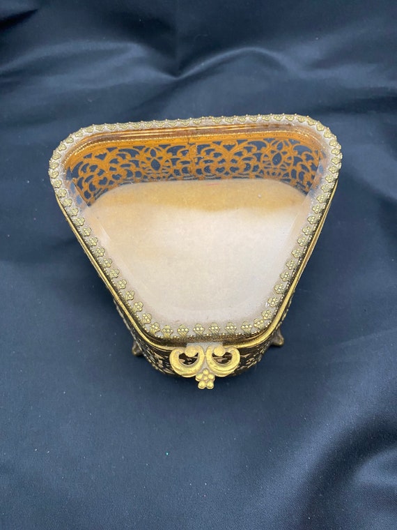 Vintage, ornate, brass beveled glass ormolu, curi… - image 2