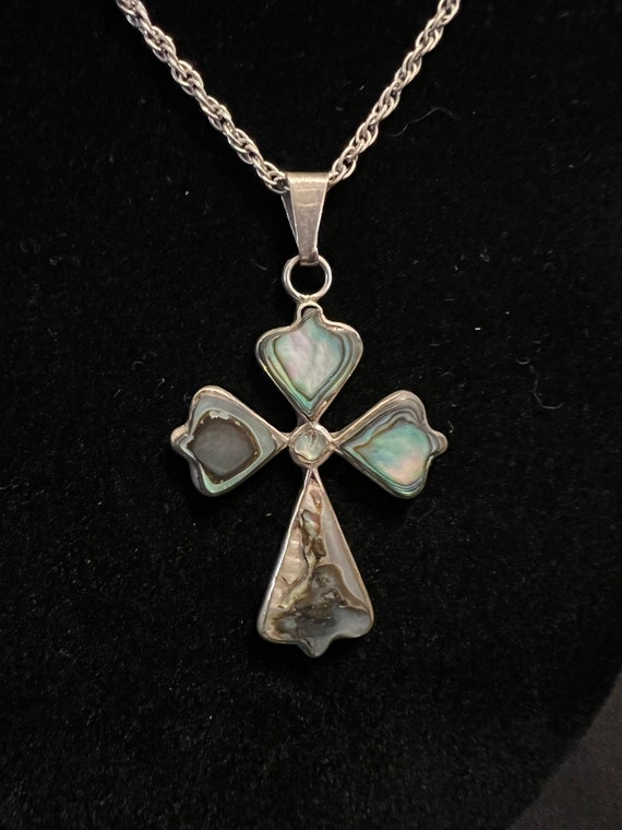 Vintage Sterling Silver 925 and Abalone Shell Rel… - image 1