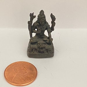 Miniature bronze and brass Lord Shiva statue Indian art.