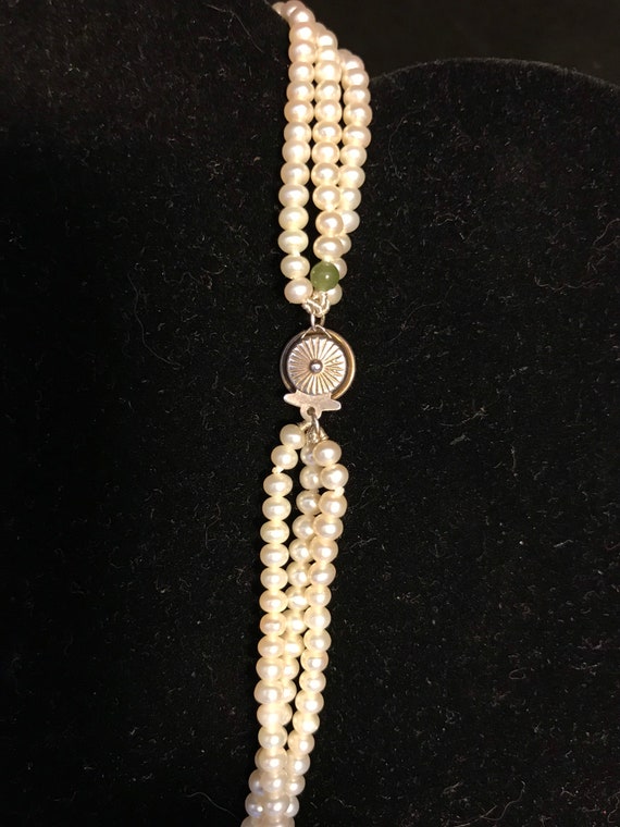 Multi strand sterling silver and pearl necklace. - image 2