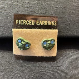 Vintage 1980s ET Extra Terrestrial Alien Pierced Ear Earrings New Old Stock