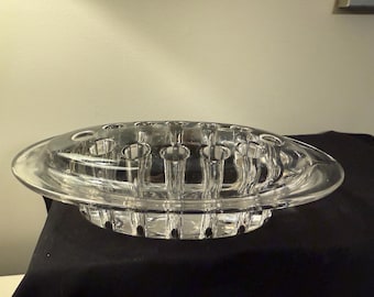 Vintage Unique Oval Glass Larger Size flower Frog Flower Arrangements