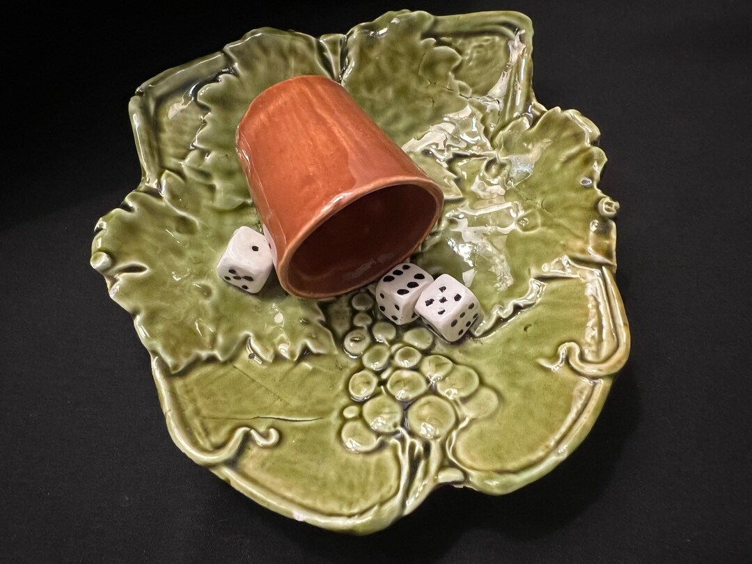 Unique Vintage Majolica Pottery Dice Plate Dish Etsy