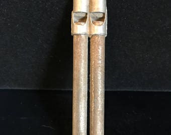 Vintage metal double whistle
