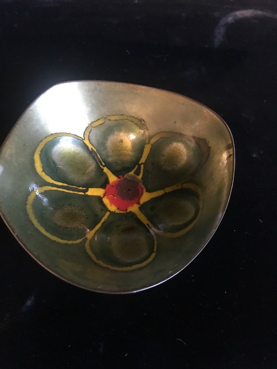 Laurana Rame Darte Italy Modernist Copper Enamel Bowl Mid Etsy