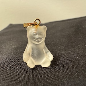 Vintage Frosted Glass Teddy Bear Charm Pendant