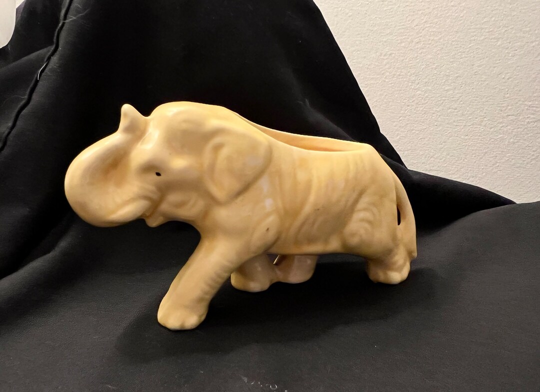 Vintage Yellow Elephant Planter Etsy