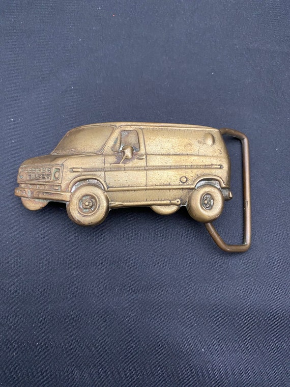 Vintage Brass Van Belt Buckle Gem