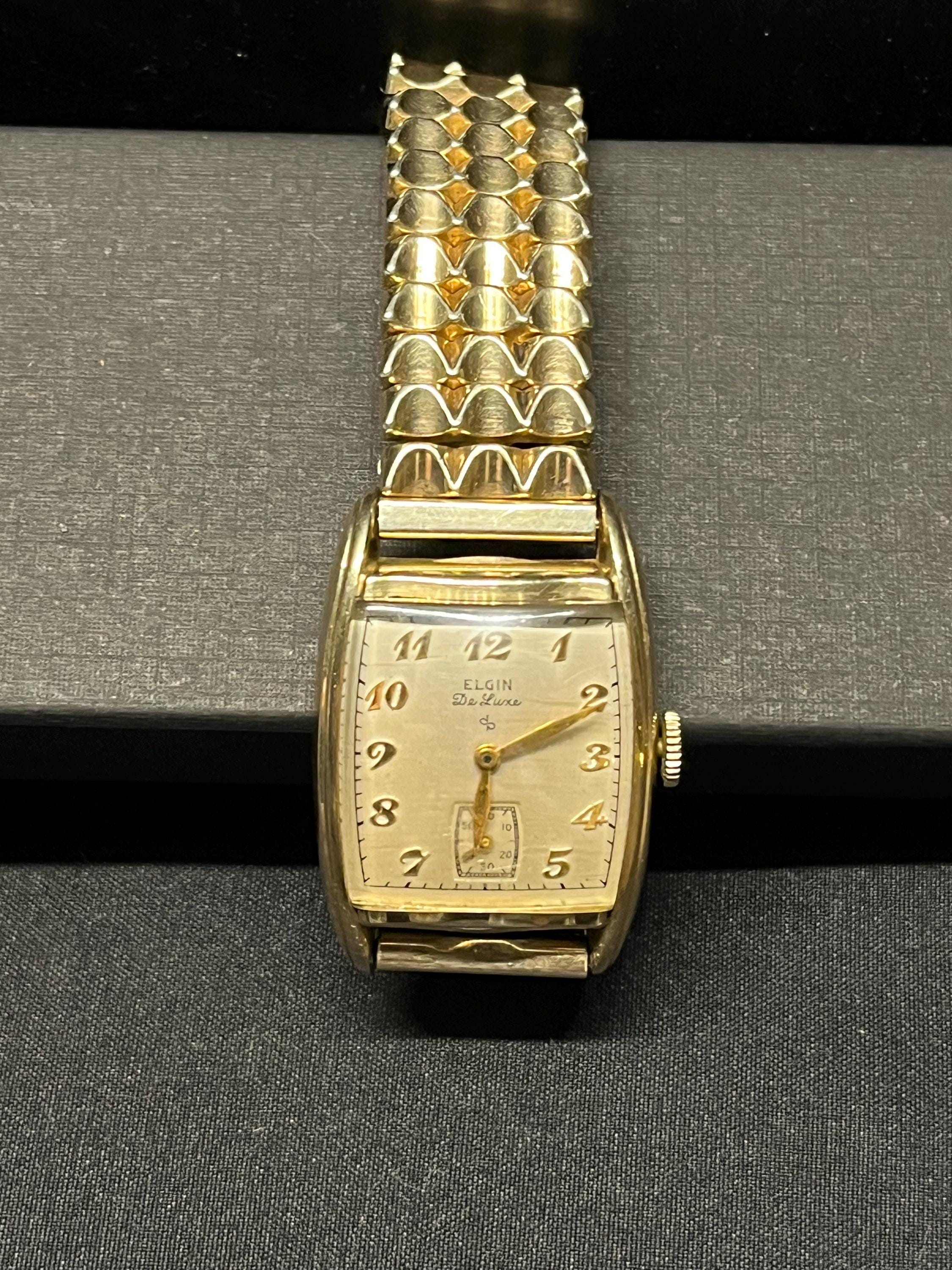 Vintage Elgin Deluxe 555 10k GF Men's Wrist Watch 1951 17 Jewels