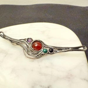 イスラエルBat-Amiシルバー24Kプレートストーンブローチとイヤリング イスラエルBat-Amiシルバー24Kプレートストーンブローチとイヤリング