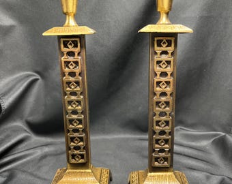 Vintage brass candlesticks holders from Israel .