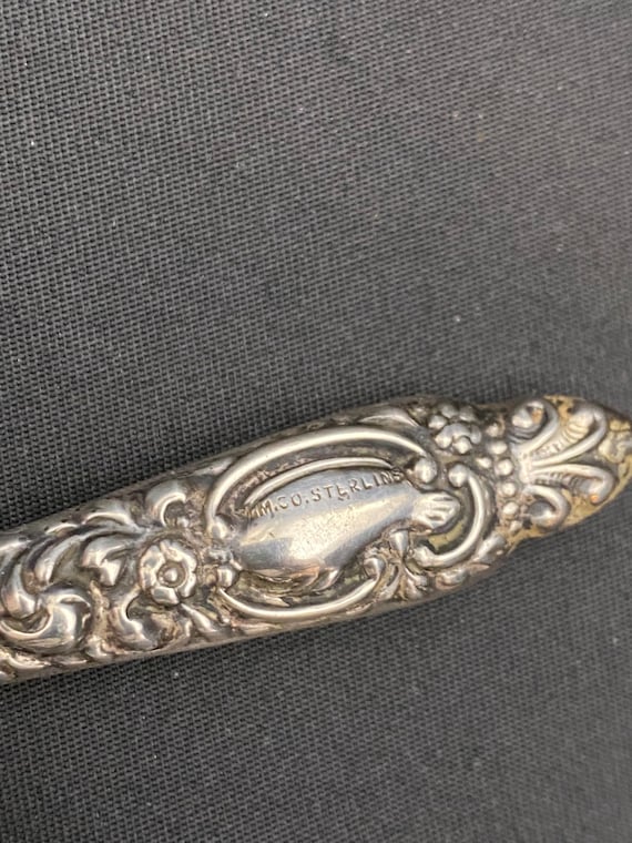 Antique victorian art nouveau ornate Sterling sil… - image 5