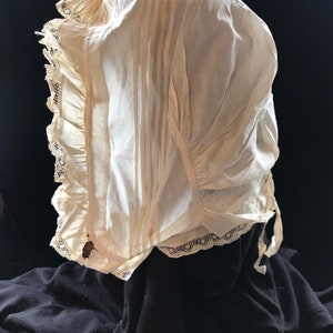Edwardian Youth / adult cotton and lace bonnet.