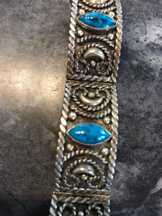 Alpaca Mexican silver and turquoise bracelet. - image 1