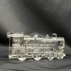 1930s glass candy container,  train locomotive.