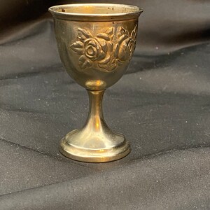 Antique alpaca silver Rose design egg cup.