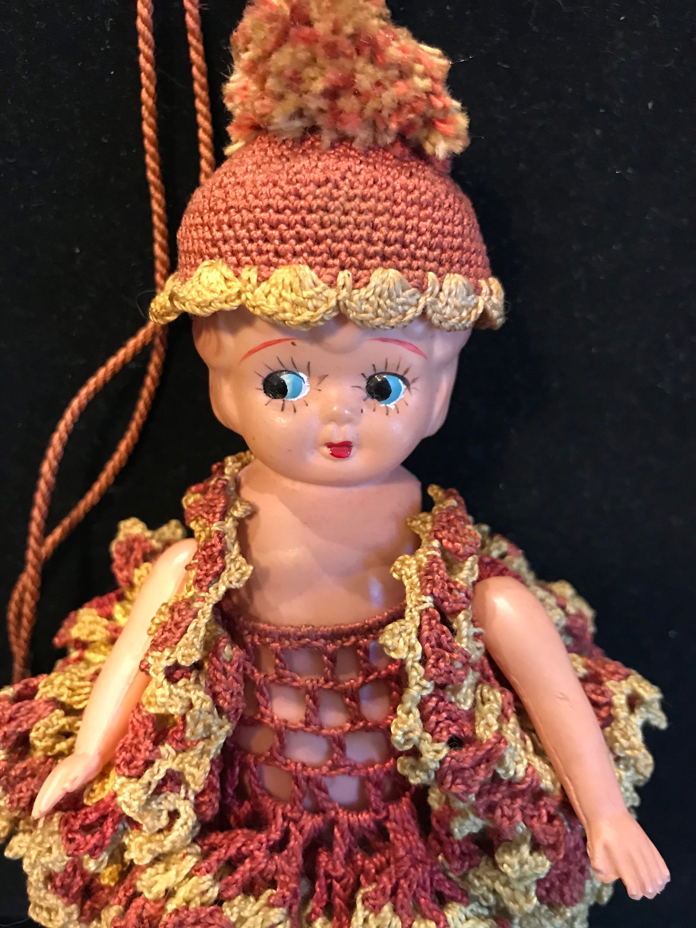 Vintage Celluloid Kewpie Doll Shade Pull With Glass and Metal Etsy