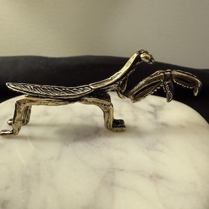 Small Cast Brass Praying Mantis Bug Figurine Knick Knack Sculpture