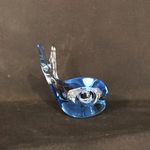 Blue hand blown glass whale paperweight,figurine.