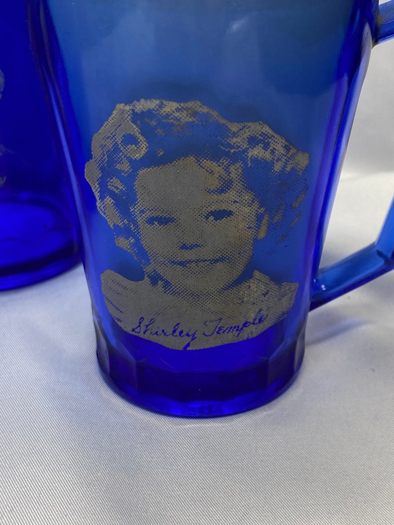 Shirley Temple Cobalt Blue Vintage Pitcher and Two Glasses. - Etsy