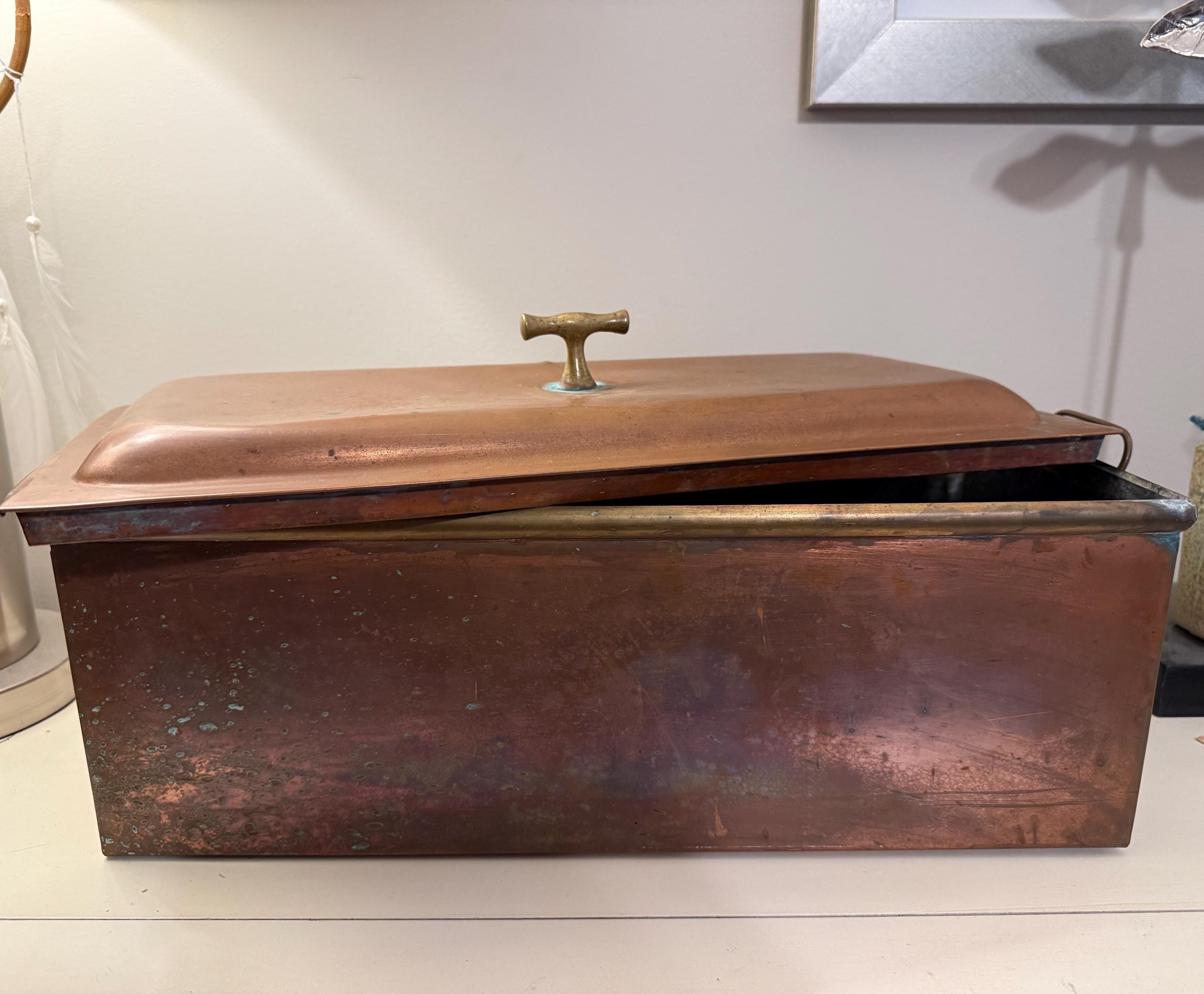 Beautiful Large Vintage Copper Box With Handles and Lid Decorative Box ...