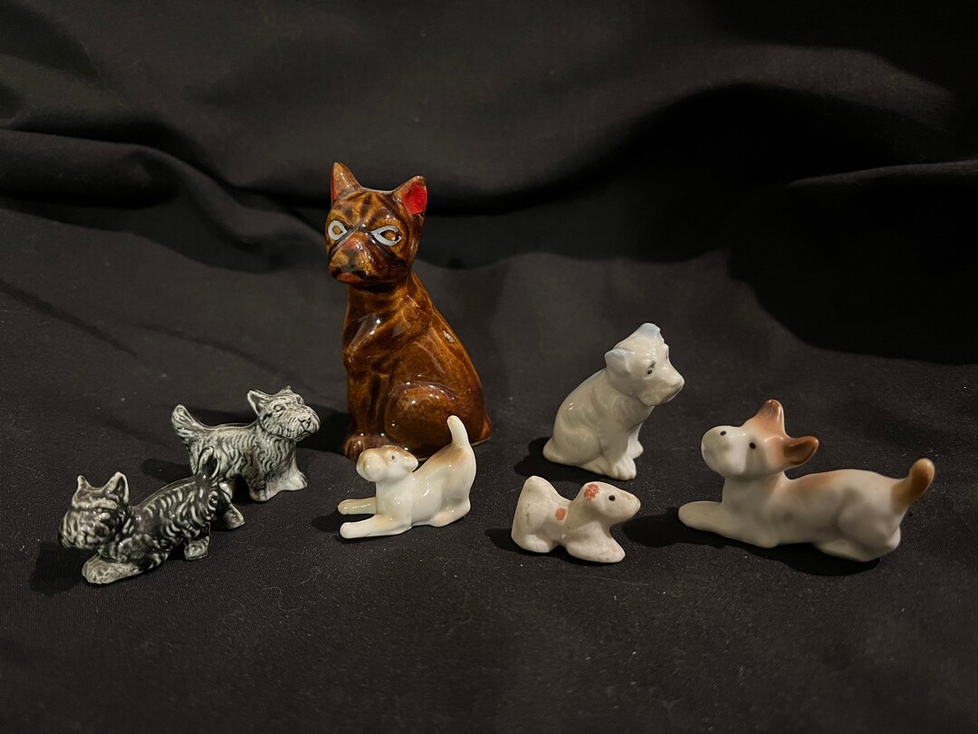 Lot of 7 Vintage Miniature Dog Figurines Etsy