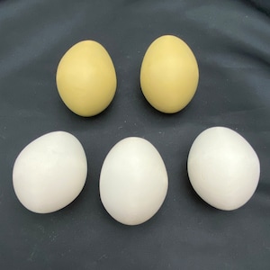 Five Antique chicken layer eggs.